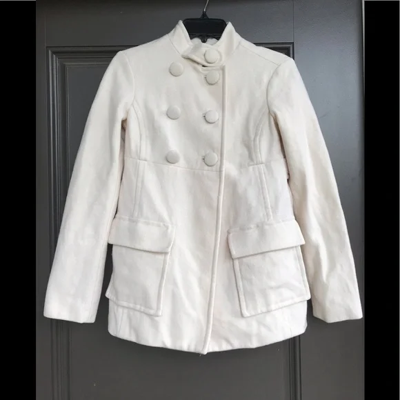 Zara Cream Wool Pea Coat size XS - Picture 2 of 14